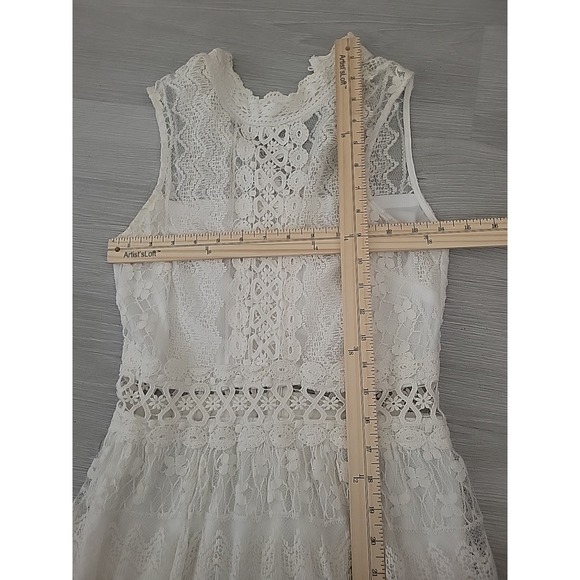 Windsor Lace Ruffled Scalloped Layered High Neck Dress M Romantic Feminine Balle - Picture 10 of 11